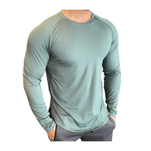Nouveaux T-shirts à manches longues pour hommes 100% coton Tissu peigné Anti-rides Séchage rapide Décontracté Col rond Usage quotidien - Product Image 3