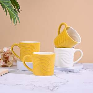 Ensemble de 6 tasses en céramique Sunstone Yellow Coastal Wave - Product Image 1