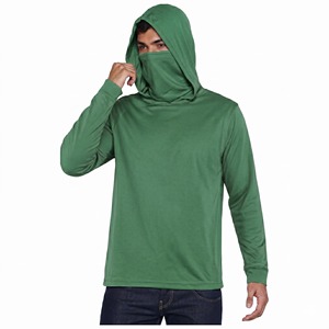 Sweat à capuche vert pour homme, UPF 50, imprimé, grande taille, manches longues, couleur unie, 100 % polyester, vêtements de pêche - Product Image 1