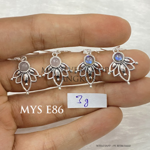 ต่างหูห้อยประดับลาบราโดไรต์ทรงคาโบชองเงินแท้ 925 ผลิตตามสั่ง รับผลิตแบบ OEM ODM แบรนด์ส่วนตัว ขายส่ง - Product Image 1