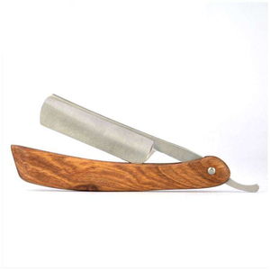 High Quality Stainless Steel & Wooden Handle Foldable Professional <b>Barber</b> Straight Shaving Razor with Single <b>Blade</b> - Product Image 1