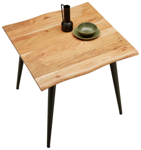 Mesa de Comedor Rectangular Industrial Compacta de Metal y Madera Maciza de Acacia con Borde Natural y Patas Plegables de Metal para Bistro, Cafetería, Bar y Restaurante - Product Image 3