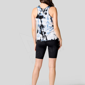 Débardeur tie-dye pour femme, col rond, tricoté en spandex et polyester, respirant, style décontracté, longueur normale - Product Image 1