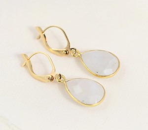 Rainbow Moonstone Pear-Shape <b>Drop</b> Earrings Natural Stone June Birthstone Jewelry Birthday Gift for Women with Lever Ear Wires - Product Image 3
