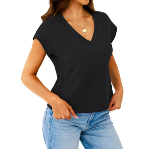 T-shirt court personnalisé pour femmes, respirant, à manches courtes, avec logo décoratif, décontracté - Product Image 4