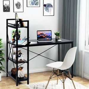 47.5 Inch Writing Study Computer <b>Desk</b> with 4 Tier Shelves for Home Office Use - Product Image 3