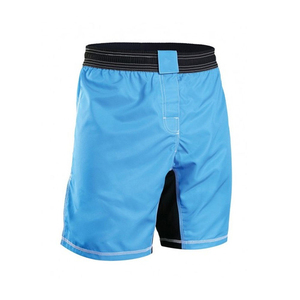 กางเกง MMA สีฟ้าอ่อนสำหรับการแสดง – กางเกงฝึกซ้อมน้ำหนักเบาพร้อมขอบเอวยางยืดสีดำและตะเข็บเย็บแบบตัดกันที่ทนทาน - Product Image 2