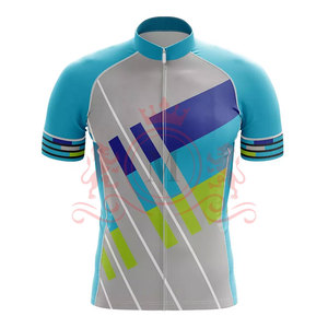 Ensemble maillot et short de cyclisme pour homme, bleu, gris, violet, vert, motif géométrique, manches courtes avec short rembourré - Product Image 3