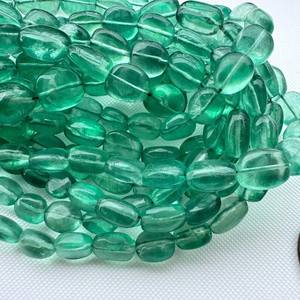 Cuentas de Fluorita Verde Natural, Lisas, Ovaladas, para Joyería, Piedras Sueltas de Alta Calidad - Product Image 4