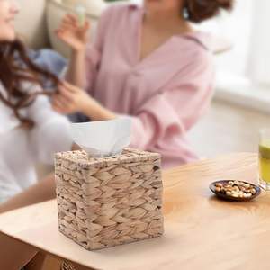 Boîte à mouchoirs portable en jacinthe d'eau, faite à la main, écologique, de haute qualité, style vintage, couleur et logo personnalisables, pour la table et la salle à manger - Product Image 6