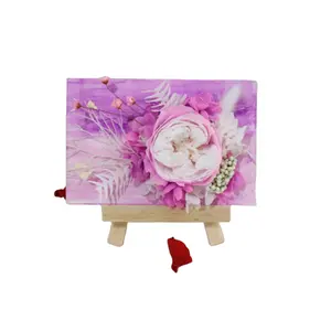 Kit de artesanato de flores eternas com flores preservadas e suporte de madeira melhor escolha