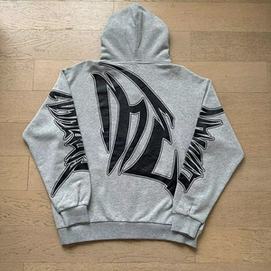 TRDAE IN MFG MIXED EMOTION Sudadera con Capucha y Estampado Desgastado, Conjunto de Pantalones Cortos Casuales para Hombre y Mujer - Product Image 3