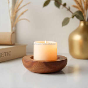 Tarro de vela moderno y elegante con soporte de madera para decoración sofisticada del hogar, decoración interior hecha a mano con velas ambientales - Product Image 2