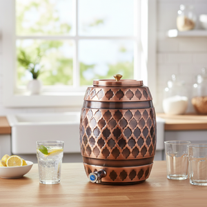 Dispensador de Agua Tradicional de Cobre Puro con Grifo para Hogar, Cocina, Oficina, Hotel, Contenedor para Almacenamiento y Servicio de Bebidas - Product Image 1