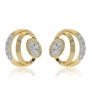 Boucles d'oreilles clous en or jaune avec diamants de laboratoire double ovale - Product Image 4