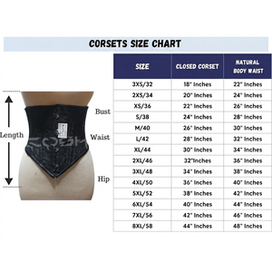 Corset sous-poitrine sur mesure OEM pour femme avec baleines en acier – Corsets de maintien de taille en brocart noir de haute qualité, grandes tailles - Product Image 6