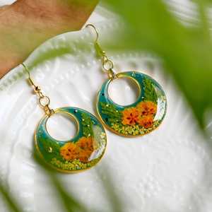 Handmade Floral <b>Resin</b> Hoop Earrings Botanical Dried Flower Dangle Jewelry <b>Resin</b> <b>Crafts</b> - Product Image 4
