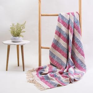 High Quality Cotton Summer Luxury Breathable Custom Jacquard Pattern Soft Woven & Cotton <b>Throw</b> Blanket - Product Image 6