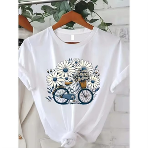 Camisetas de Algodón con Estampado 3D, Elegantes, Lindas, Cómodas, Suaves, Transpirables, de Manga Corta, con Personajes de Dibujos Animados, para Mujeres y Niños, Uso Diario, Casual - Product Image 2