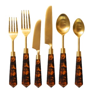 Meilleure vente, ensemble de couverts en métal argenté, poignée en écaille de tortue pour hôtels et mariage, vaisselle pour manger, ensembles de couverts - Product Image 5