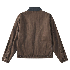 Custom Manufacturer <b>Men's</b> Vintage Winter Canvas Denim <b>Jackets</b> High Quality Oversized Zipper Stand Collar Front Thick OEM Service - Product Image 2