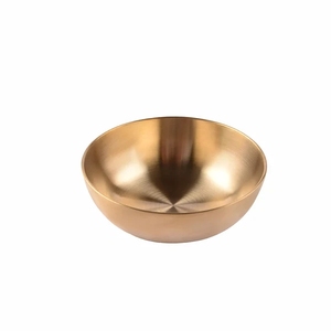 Ensemble de bols en laiton brossé doré de luxe, ensemble de bols à riz et à soupe coréens traditionnels faits à la main Bangjja Yugi avec fourchette, vaisselle - Product Image 2