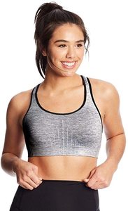 Women's Seamless Sports <b>Bra</b> Scoop Neck Racerback Medium Support Yoga Fitness Black Solid <b>Stretch</b> Breathable Quick Dry - Product Image 4