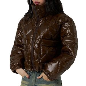 Women's Quilted Puffer <b>Windbreaker</b> Jacket Custom OEM Designs Winter Streetwear Stand Collar Fashion Outerwear Coats for Men - Product Image 3