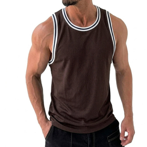 Débardeur Homme Personnalisé OEM, Style Décontracté, Rayé avec Bordure Contrastante, Idéal Été Plage Streetwear, Prix de Gros - Product Image 3