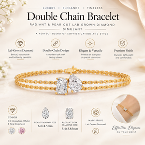 Bracelet Toi et Moi en diamant cultivé en laboratoire certifié IGI |   Collier double rang en or 14 carats avec perles de poire et émeraudes, bijoux de luxe pour anniversaire - Product Image 5