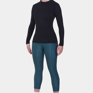Leggings Capri de Cintura Alta para Mujer, Color Sólido, Tejido Elástico, Deportivos, Sin Costuras, Material de Spandex y Nailon, para Todas las Temporadas - Product Image 1