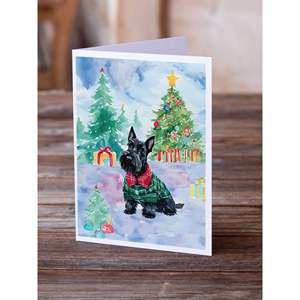 Scottish Terrier Whimsical A7 Christmas Greeting Cards Pack of 8 Blank Note Cards with <b>Envelopes</b> <b>5x7</b> Size - Product Image 2