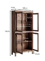 Buffet nordique moderne et durable en bois de manguier massif avec portes vitrées et poignées en fer – Meuble de rangement pour la maison