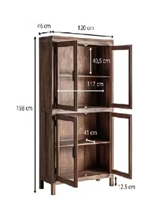 Modern Durable Solid Mango Wood Display Cabinet with Glass Doors and Iron Handles Home Furniture <b>Storage</b> Unit - Product Image 6