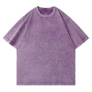 Acid Wash Plain Knitted T-Shirt Custom Brand Cotton/Bamboo Fiber O Neck Men Casual Streetwear Eco-Friendly Plus Size Blank - Product Image 5