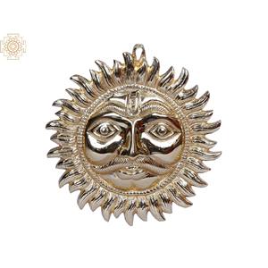 Statue murale en laiton faite à la main Sun Face plaqué or article fabriqué en Inde - Product Image 1