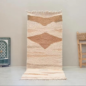 Alfombra de lana marroquí hecha a mano personalizada estilo Beni Ourain patrón geométrico suave copetudo entrada Kilim alfombras de área neutral conjuntos - Product Image 1