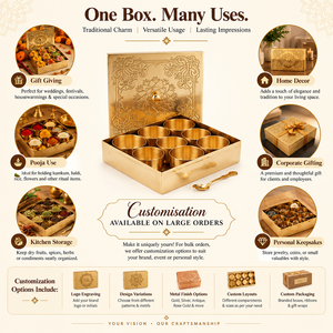 Boîte à épices carrée en laiton gravé, Masala Dabba, 9 compartiments avec cuillère, couvercle floral, conteneur de rangement de cuisine de luxe, vente en gros - Product Image 4