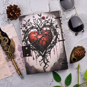 <b>A5</b> Gothic Heart Handmade Diary with Metal Lock 100 Pages | Pure Handmade Paper Vintage Aesthetic Journal Dark Art <b>Notebook</b> Gift - Product Image 2