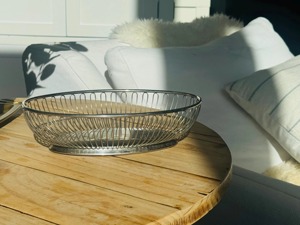 Silver Wire Metal Fruits <b>Basket</b> Stylish Modern Fruit Storage Organizer For Kitchen Dining <b>Table</b> Home Decor And Durable Use - Product Image 5