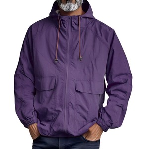 <b>Men's</b> Black Hooded Windproof <b>Jacket</b> With Zipper Closure And Pockets <b>Casual</b> Autumn Wear Polyester Premium Material Custom Logo - Product Image 5