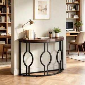 Table console longue en bois massif de style rustique moderne pour la maison, l'appartement ou l'hôtel, avec pieds réglables pour le salon - Product Image 1