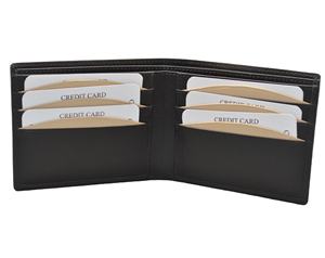 Portefeuille à deux volets en cuir de vachette mince de créateur pour hommes ouvert Logo personnalisable à la mode Long bouton protégé RFID fabriqué à base de légumes - Product Image 3