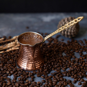 กาต้มกาแฟทองเหลืองแบบอาหรับ เครื่องชงกาแฟตุรกี ทำด้วยมือแบบดั้งเดิม สำหรับเสิร์ฟกาแฟอาหรับ กาแฟตุรกี ชา ใช้ในบ้าน ครัวเรือน ร้านอาหาร - Product Image 4