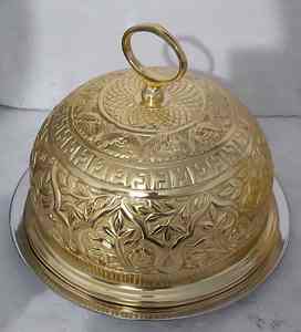 Plat de service en laiton de qualité supérieure, fait main, forme ronde, fournitures hôtelières, chauffe-plat de luxe en laiton - Product Image 4