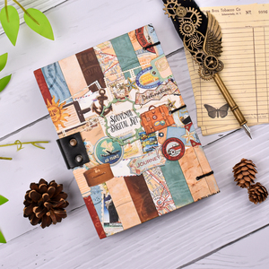 A5 Vintage Travel Collage Handmade Paper Journal Notebook with Lock Closure | 100 Pages Premium Diary Retro Journey Theme Gift - Product Image 2