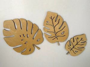 Lot de 3 feuilles de Monstera en bois pour décoration murale de style moderne feuilles en bois pour la décoration de la maison, artisanat décoratif en bois - Product Image 6