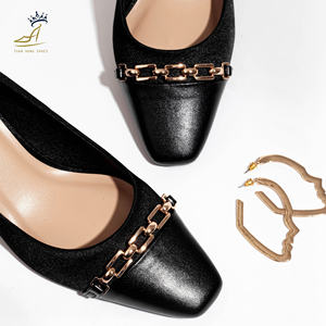 Vietnam Manufacturer Square Toe Office Pumps 5cm | <b>Tweed</b> & Satin Matte PU Slip-on OEM ODM - Product Image 6