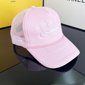 Gorra de béisbol de 5 paneles a la moda con cuerda, gorra trucker de malla con estrella bordada - Product Image 4