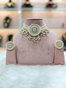 Vintage Antique Gold Plated Zinc Alloy Pearl Kundan Ethnic Choker Necklace <b>Set</b> Earrings Women Party High Quality Zircon Flower - Product Image 1